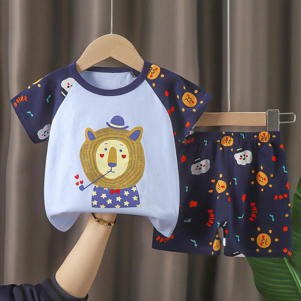 Children's Short Sleeved Set Made of Pure Cotton, Summer New Style for Boys, Summer Clothes for Babies, T-shirts for Girls, Thin Children's Clothing