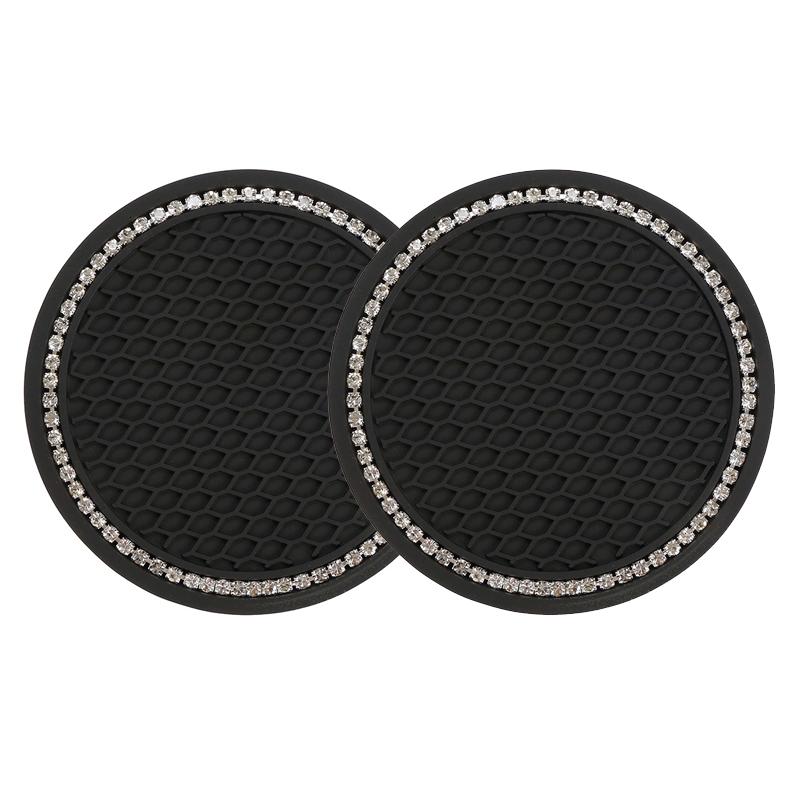 1/2PC Car Non-slip Water Cup Pad Diamond Rhinestone Bling Decoration Auto Interior Cup Bottle Anti-skid Rubber Mat