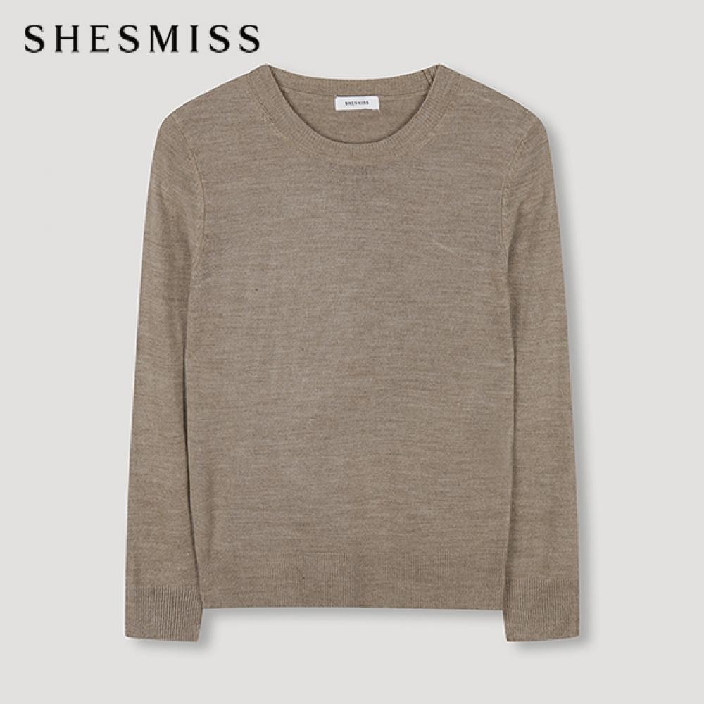 

She S miSS Round Neck baSic Knit Top SSkpon42510 Mb melange brown/55