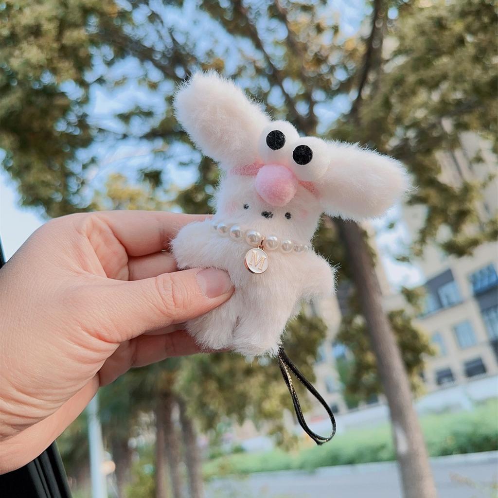 Cute Plush Rabbit Pendant Soft White Rabbit Keychain Stylish Rabbit Pendant Lightweight for Car or Backpack Decorations
