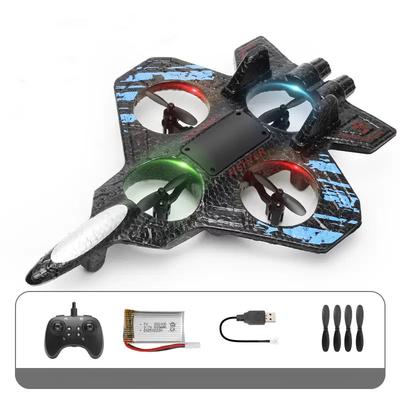 2.4G Remote Control Fighter Electric Foam Glider Stunt Tumbling UAV Hovering Helicopter with LED Colorful Lights Aircraft Gift