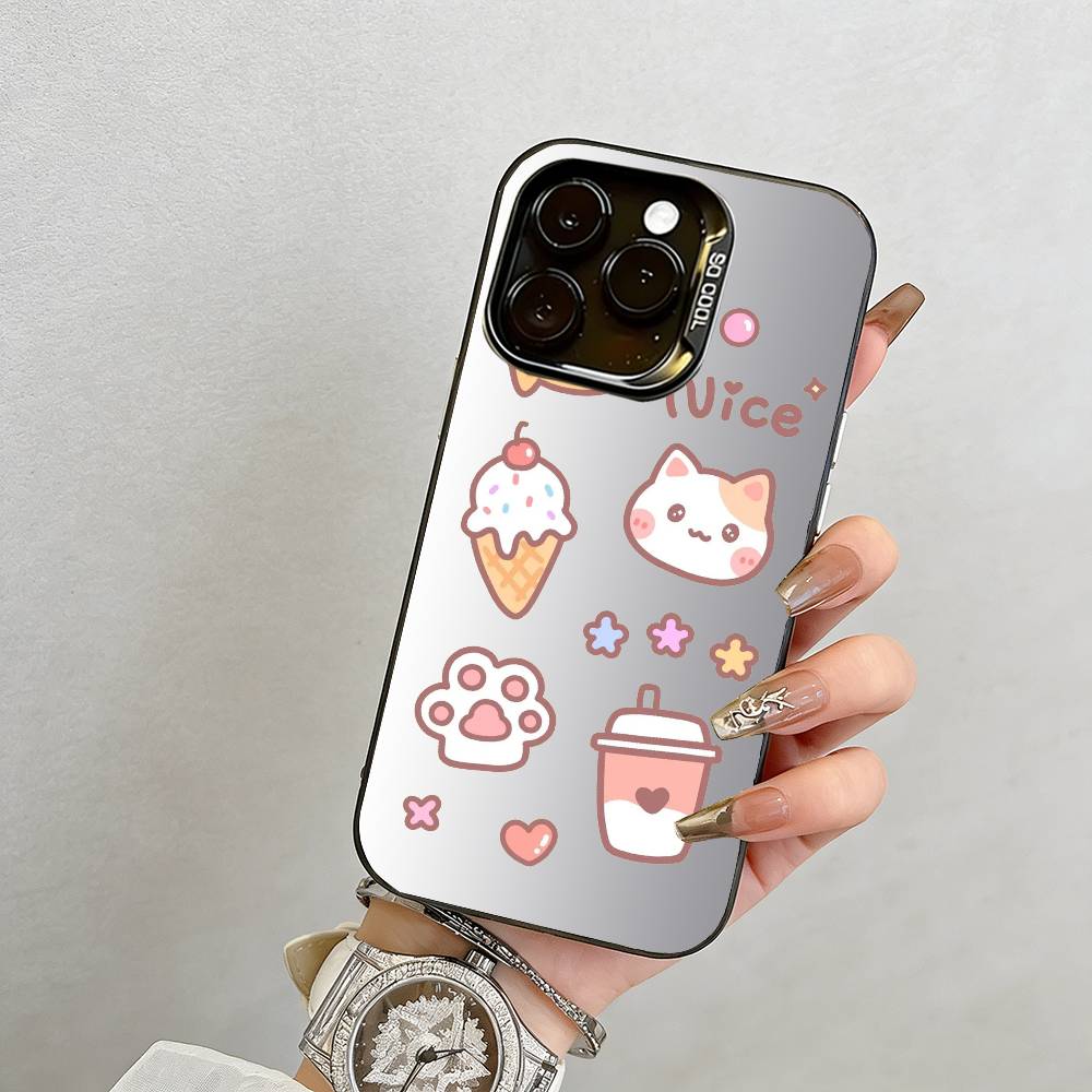 

cute Phone Case For iPhone 17,16,15,14,13,12,11 Plus,Pro Max,XS,Colorful Silver Phone case Funda Cover iPhone14Plus