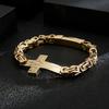 Classic Byzantine Chain Link Bracelet Christian Cross Charm Bracelets for Men Stainless Steel Byzantine Chain Link Bracele