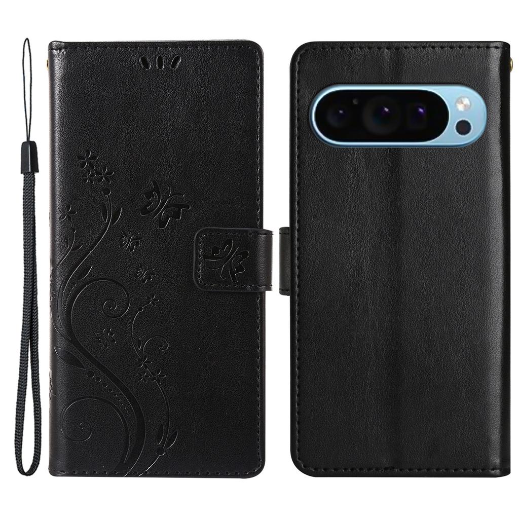 For Google Pixel 9 Pro XL Cell Phone Case Butterfly Imprinted Anti-Scratch Leather Wallet Cover
