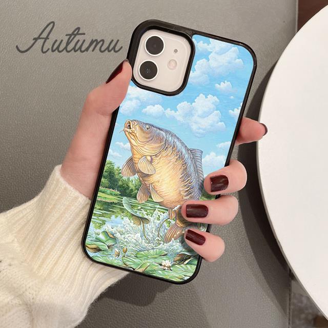 CARP FISH FISHING Phone Case for iPhone 11 12 13 14 Pro Max Mini X XR XS SE 2020 6S 7 8 Plus Samsung Galaxy S21 S22 Cover Shell