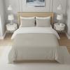 Housse de couette bicolore en coton 57 fils 260x240 cm UNI lin et blanc, par Soleil d'ocre