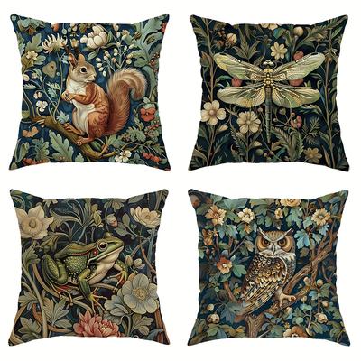 Heimdeko Wilde Tiere und Florales Botanisches Kissenbezüge Muster Kissenbezug Geeignet für Sofa Schlafzimmer Auto Kissenbezug