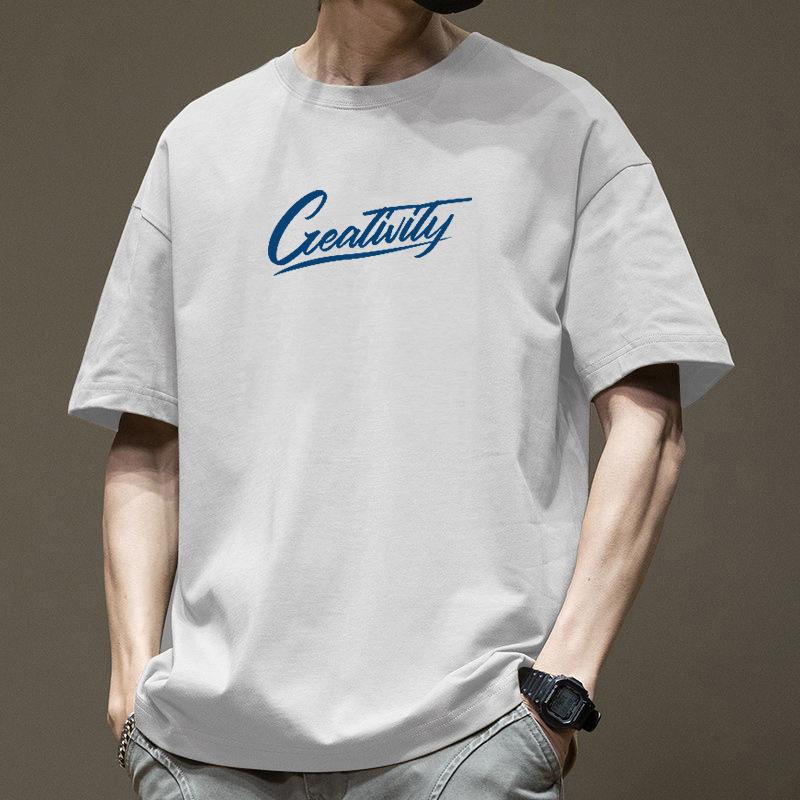 

Cotton Short Sleeved T-shirt Men s Summer Trendy Brand Versatile Ins Loose Couple Round Neck T-shirt Top No Gender Base Shirt S