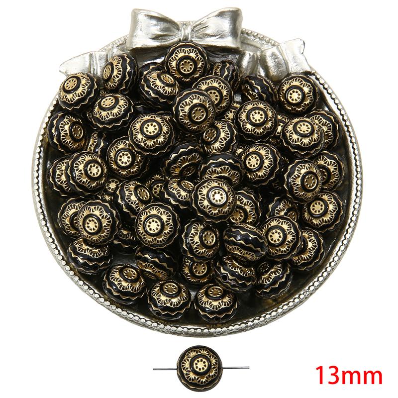 

Акриловые бусины Барокко Ретро Золотые в форме цветка Плоские круглые бусины для изготовления ювелирных изделий DIY браслеты ожерелье 13mm 35pcs