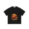 Black T Shirt With Flame Horse And 2026 Print For Casual Wear