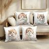 Adorable Kitten Eggshell Easter Cushion Covers - 4pcs Set, Gorgeous Style, Easy-Care, Machine Washable, Zipper Closure, 18x18 Inches