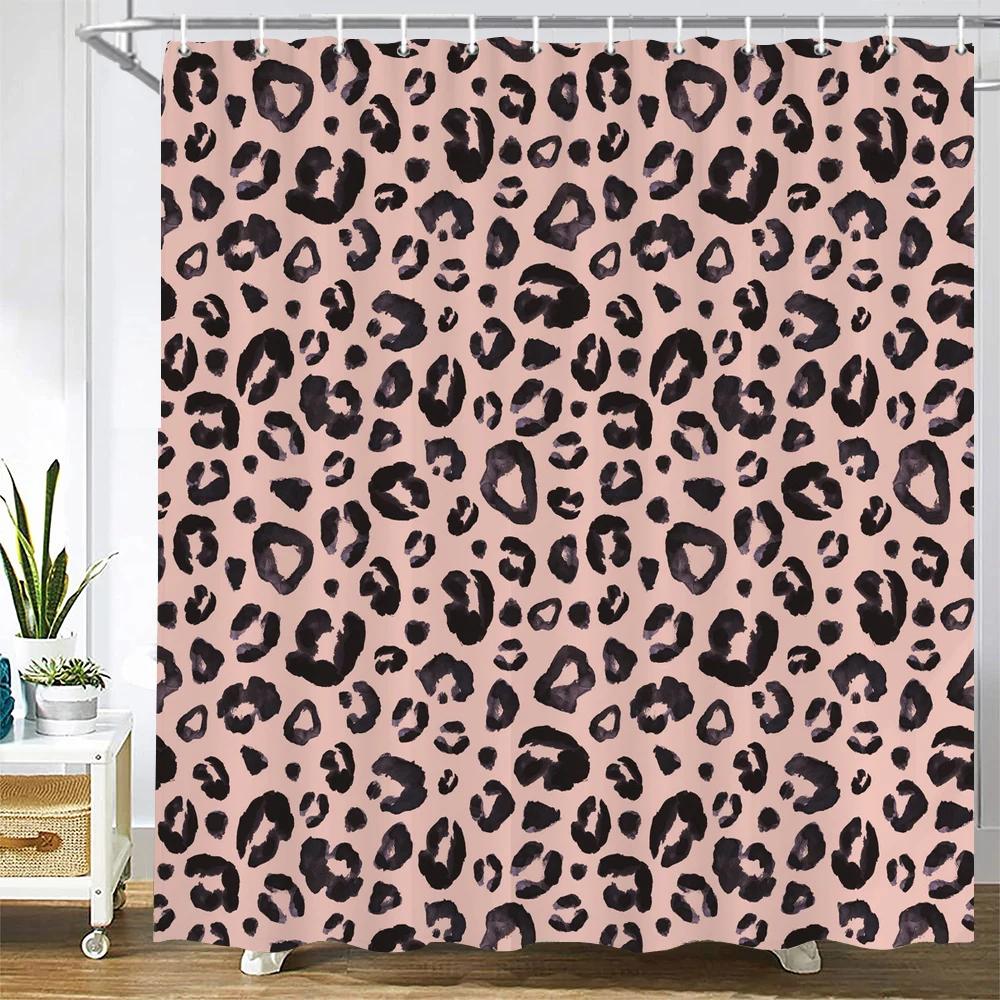Sexy leopard Printed Shower Curtain for Bathroom with Hooks 3D Geometric Pattern Waterproof Polyester Fabric Bathroom Curtains