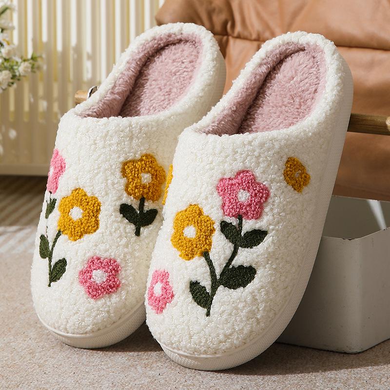 Cozy Cotton Slippers - Colorful Floral Winter Style for Men & Women