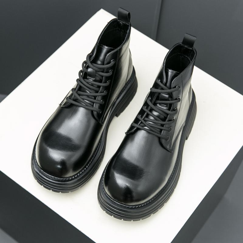 

Высокие ботинки Мартин в британском стиле, мужская обувь, универсальные рабочие ботинки, полусапожки, повседневные, трендовые, мотоциклетные кожаные ботинки для мужчин 45 чёрный