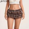 BITCED Fishnet Skirt-Trousers: Sensual Ladies' Casual Summer Layered Stretch Holiday Beach Low-Waist Shorts