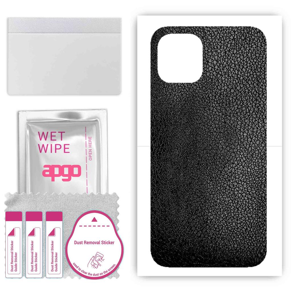 apgo Ochranná samolepka na zadní stranu kompatibilní s Apple iPhone 12, fólie, vinyl - vzor černá kůže