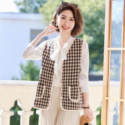 Passit Autumn Little Fragrance Style Plaid Vest for Women