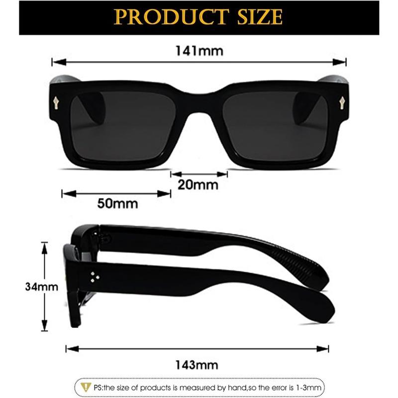 Square Chunky Sunglasses for Women & Men, Trendy Rectangle Shades with UV400 Protection (Black)