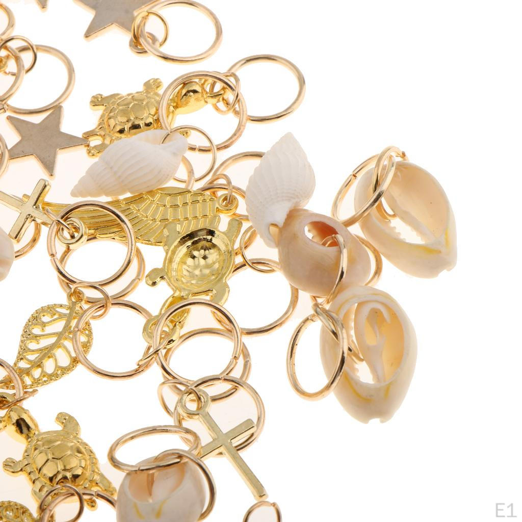 50pcs Hair Ring Braid Rings Loops Clips 8Styles Accessories - Alloy Shell Snowflake