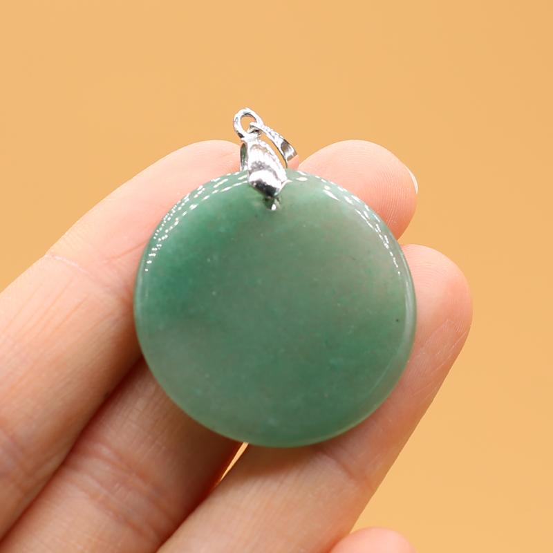 

1 шт. кулон с кристаллами исцеления ауры, модные круглые подвески из натурального камня для самостоятельного изготовления ожерелий, серег, украшений, аксессуаров, креативных ювелирных изделий, подарков 1Pc-30mm