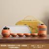 Travel Guochao Kuaike Cup Four Cups Business Tea Set Outdoor Souvenir Coarse Pottery Green Mountain Flying Birds