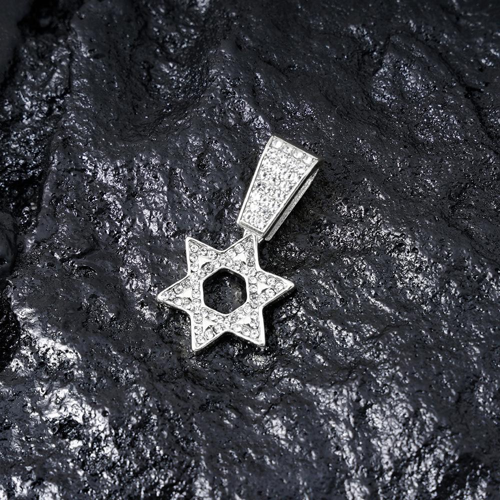 Versatile Punk Style Rhinestone-Inlaid Hip Hop Star Pendant Necklace in Zinc Alloy