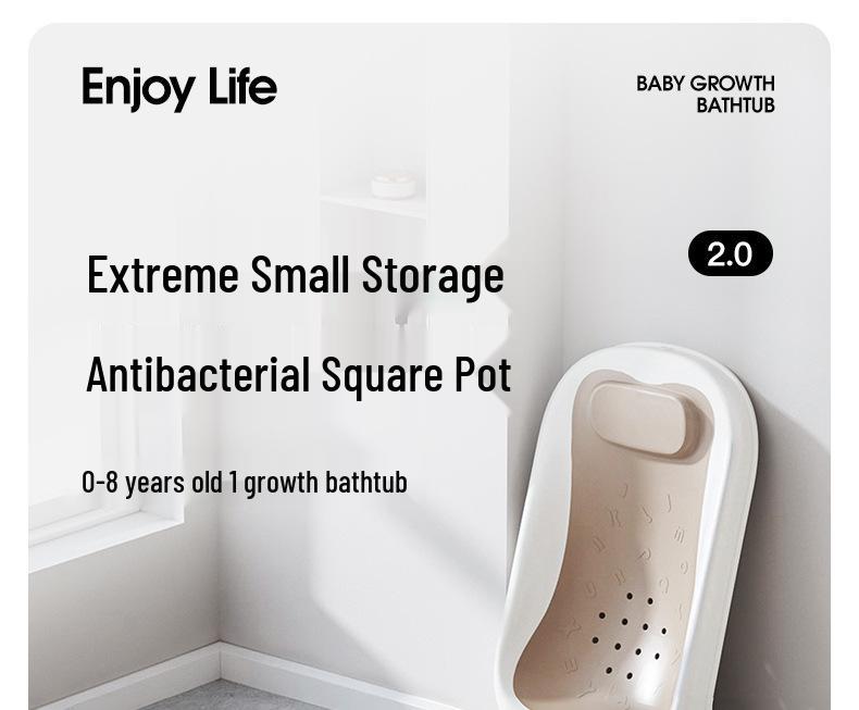 Eco-Friendly Portable Folding Baby Bathtub: Thick, Insulated, Large Sit & Lie Design with Quick Open, No Installation Required, Cartoon Patterned.