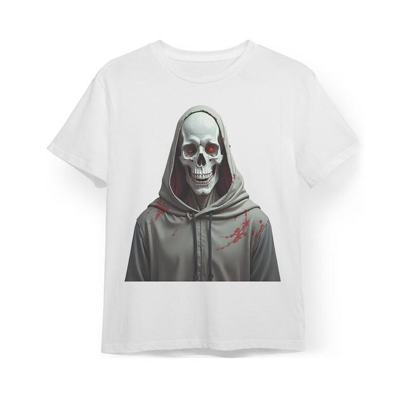 

Men s Plus Size T-shirt With Gothic Skull Hoodie Unisex White 100% Cotton Tee L