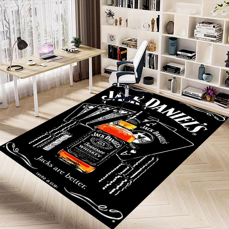 Jack Daniel'S Poker Night Carpet For Playroom Bedroom Living Room Sofa Home Decorkids Game Area Rug Nonslip Floor Mat