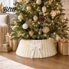 Christmas Tree Skirt Flannel Base Cover Round Wrap with Velvet Bow Decor Ornaments Stand Cover for Holiday Home Decoration Xmas
