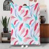 1pc Colorful Feather Pattern Blanket Polyester Fabric Machine Washable Suitable for Bedroom Living Room Decoration