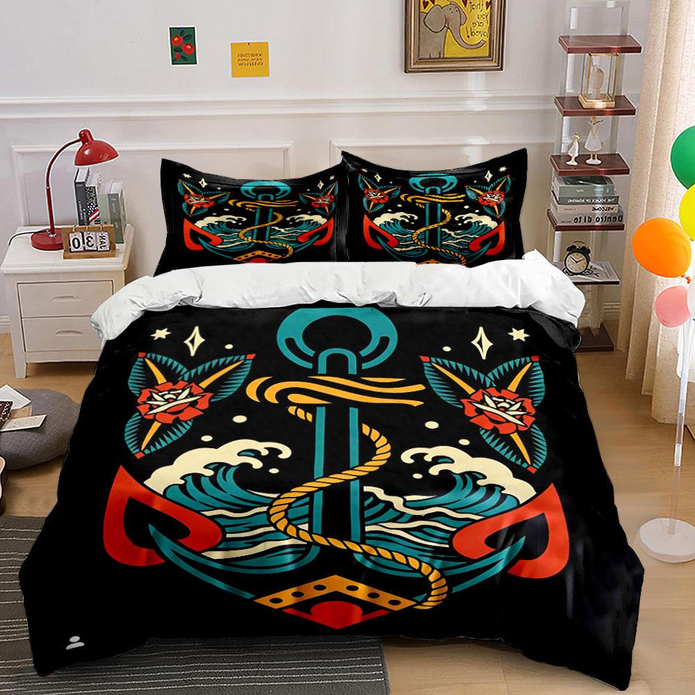 

Anchor, rope, waves, roses. Bedding sets Duvet cover sets Duvet covers Pillowcases(1 * Duvet Cover 2 * Pillowcases, without duvet insert) 135x200cm
