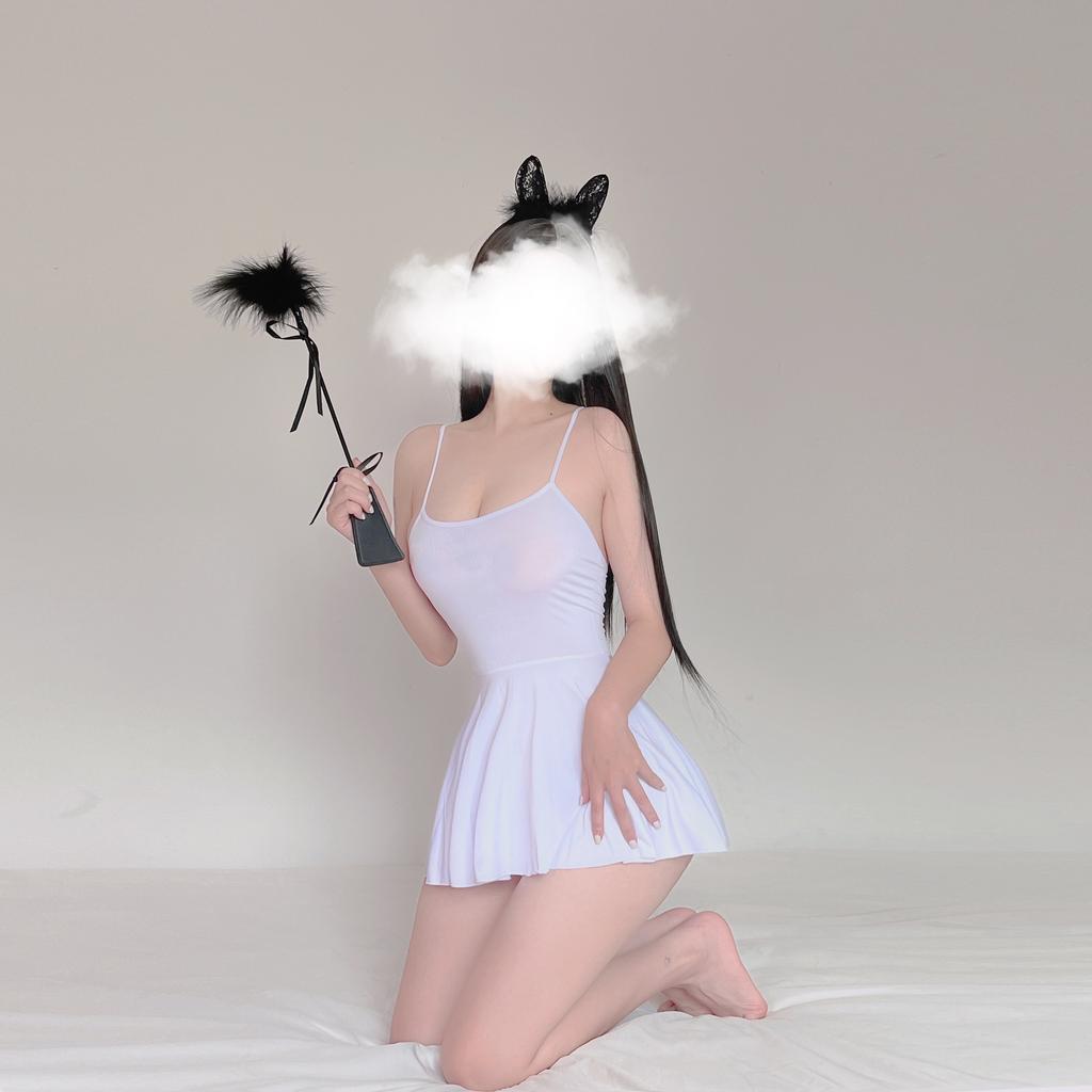 Ice silk fun tight body temptation dress pleated home comfort mood underwear dress short skirt