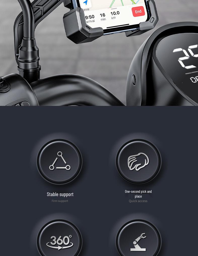Multifunctional Mobile Phone Holder for Electric Vehicles, Motorcycles, Bicycles, and Scooters. Ideal for Navigation and Food Delivery Riders.