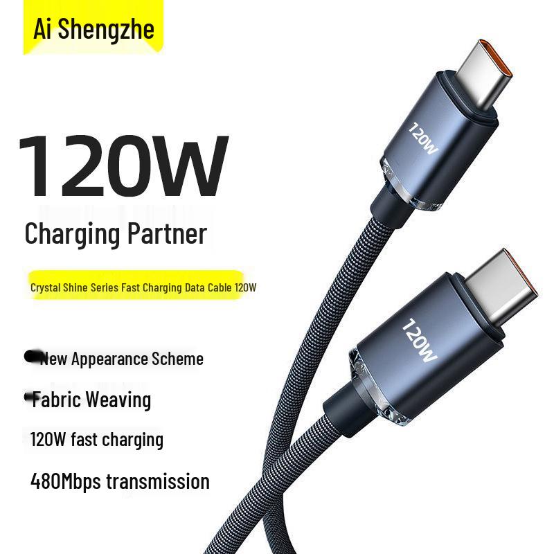 Crystal Shine Dual Type-C Fast Charging Cable for Apple, Huawei, Xiaomi, Vivo, Oppo