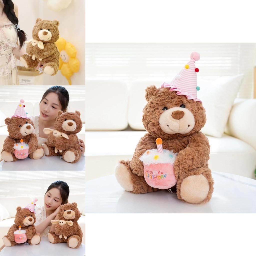 Adorable Teddy Bear Plush Toy With Long Fur And Cute Rabbit Hugging Design For Birthdays And Gifts