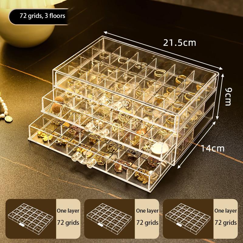 Drawer Jewelry Box Storage for Women Plastic Jewelry Boxes Organizer Ring Necklace Bracelet Earrings Transparent Display Stand