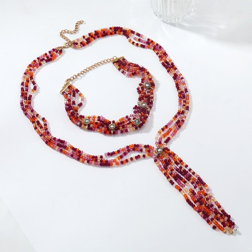 2 PCS Versatile Stacked Beads Necklace 2 Layers Women Collarbone Chain Beaded Choker Necklace  Daily