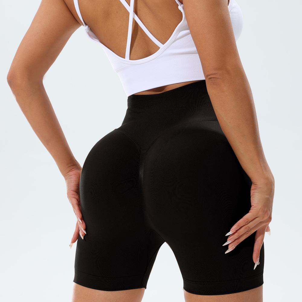 Women's High-Waist Seamless Yoga Shorts – Pleated Peach Butt Tummy Control, Summer Cycling & Running