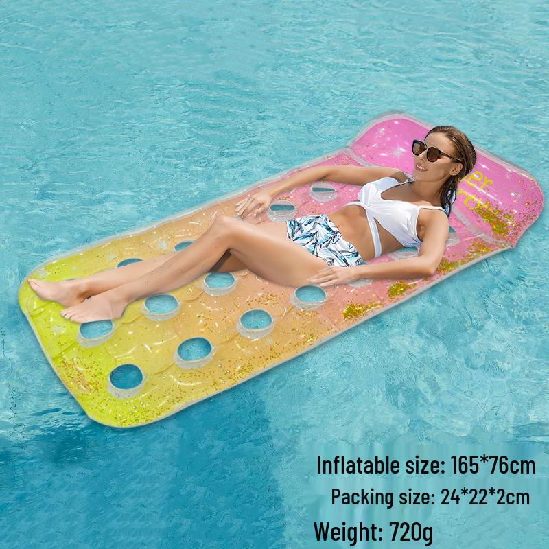 Inflatable PVC Float Recliner: Foldable Striped Swimming Bed