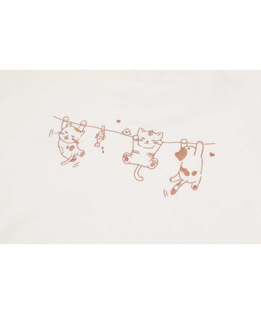 CPGN STUDIO Hanging Cats Embroidered Hoodie Cream