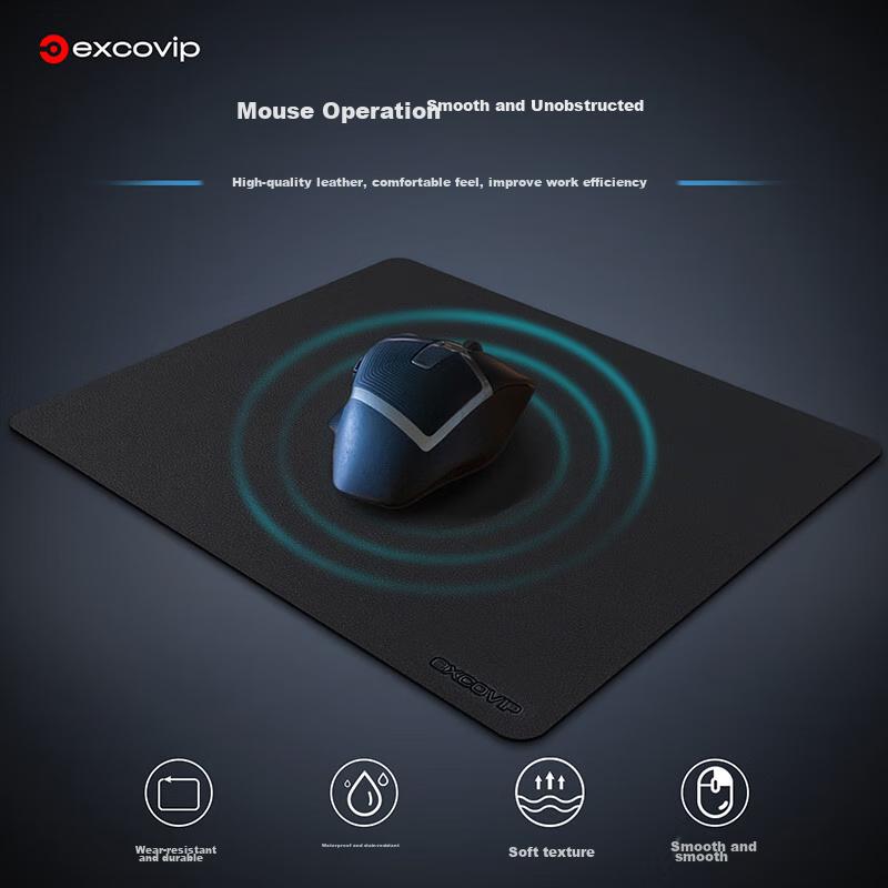 EXCO (EXCO) Black And Gray Mouse Pad, Double-Sided Leather, Large Size, Laptop Office Waterproof Leather, Gaming Hard Desk Pad, 0143
