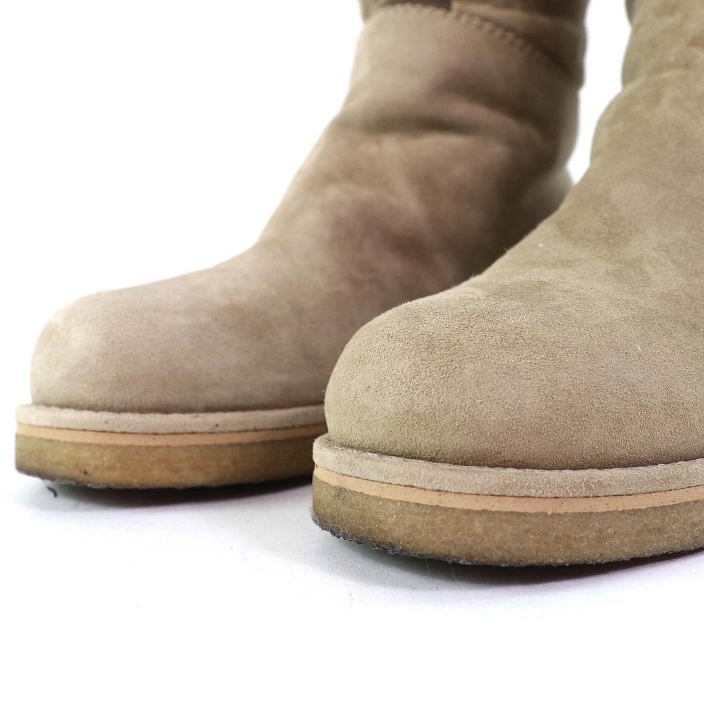 Great HERMES Knee-high boots Margiela period H motif suede leather mouton Beige Used