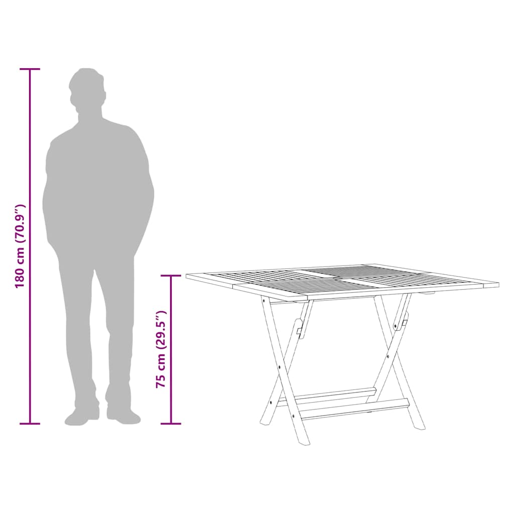 Foldable Garden Table Ø 110 X 75 Cm Solid Teak Wood