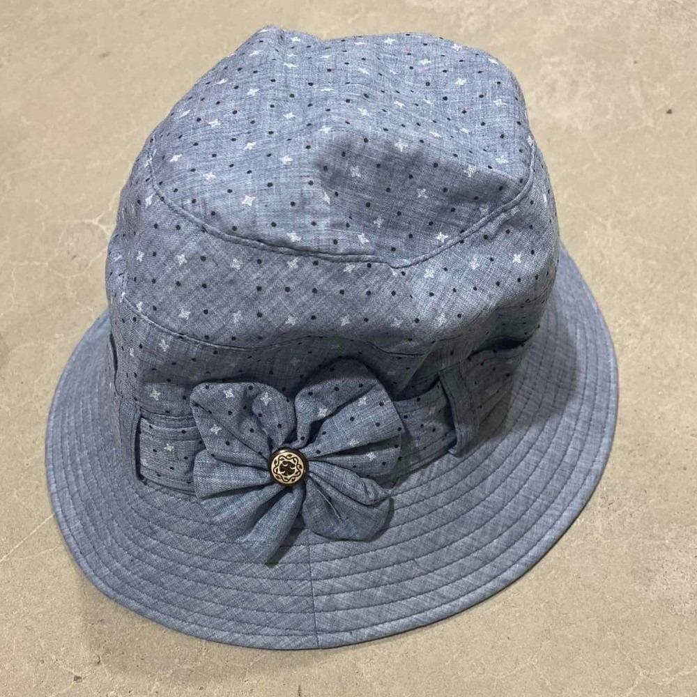 Button Bucket Hat Wide Brim Elderly People s Large Brim Cap Outdoor Bow Fisherman Hat  Garden Use синий