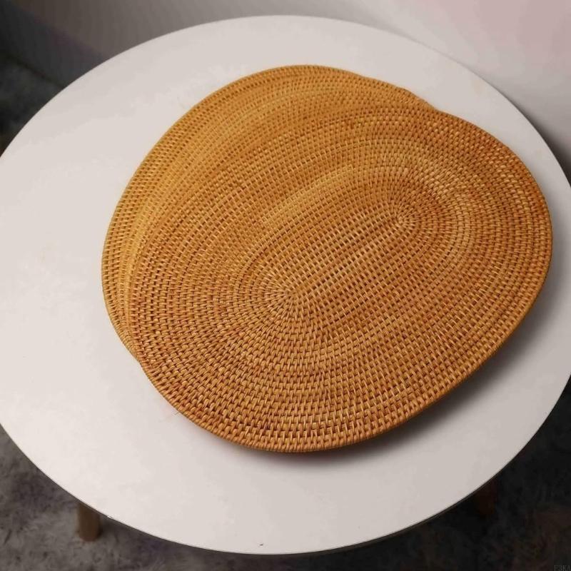 

30x40cm Heat Insulated Pad Placemat Dining Table Supplies Natural Rattan Woven Placemats Anti Slip Oval Tableware Mats China Mainland