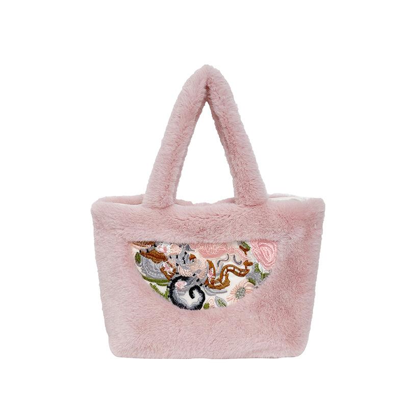 Tote Fluffy Bag Faux Fur Purses for Women Plush Handbag Cute Purse For Fall Winter Clutch Top Handle Bag Fuzzy Underarm Hobo Bag Casual Work Satchel