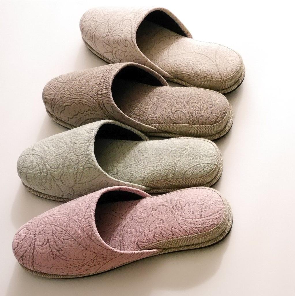 Set of 4 Guest Paisley Felt Outer 27cm Chausse' Slippers, Design, Sole, Year-Round Use, 7a33-4, Dimensions