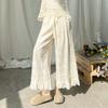 Korean Lace Embroidered High-Waist Wide-Leg Pants - Summer 2026 Women's Casual Nine-Point Design