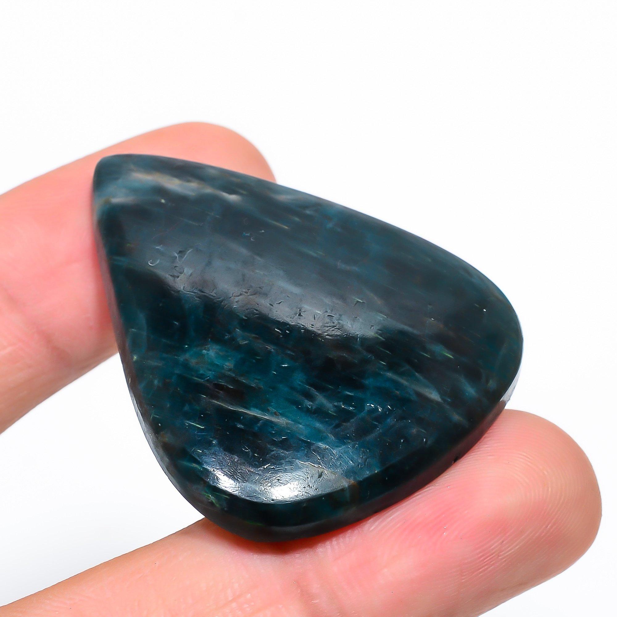 

Natural Neon Blue Apatite 3.7x4.6cm Cabochon Fine Gemstone 101.25Cts. n9q28 синий